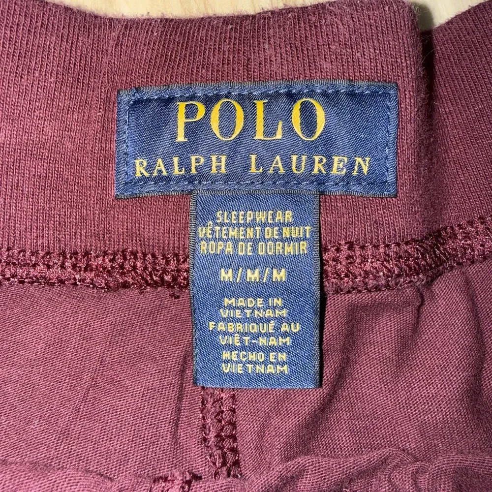 Polo Ralph Lauren Men Sleepwear Burgundy Sweatpants POLO Pajama Pants Logo M